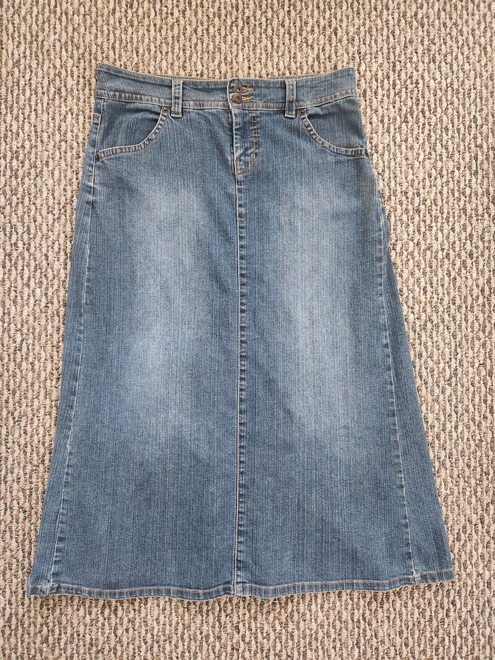 Gloria Vanderbilt Blue Denim Maxi Skirt Size 6